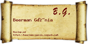 Beerman Génia névjegykártya